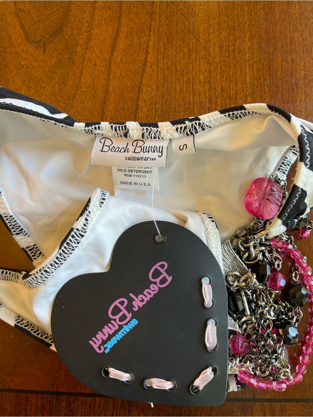 NWT beach bunny bikini set XL top, S bottoms Zebra and hot pink beads - Picture 5 of 15